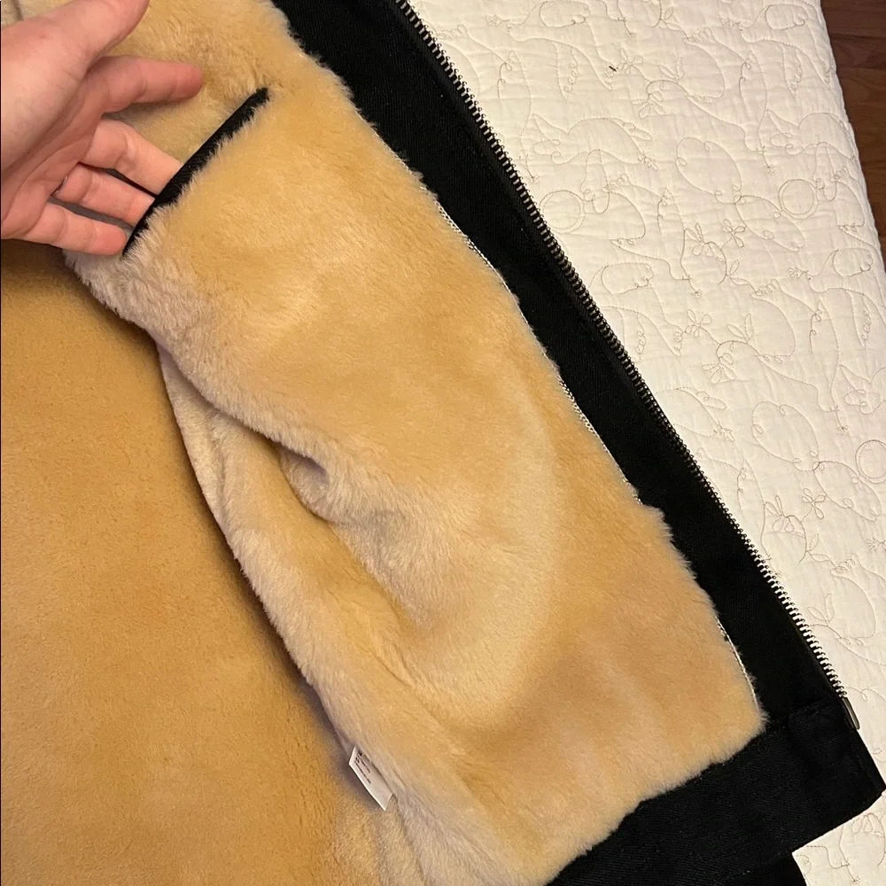 Freenote black denim Jacket with shearling Collar and interior - Picture 5 of 7